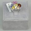 Finger Ring Belgian Design Rhodium Plated Metal With Cubic Zircon (F71862) Silver/Multi Color