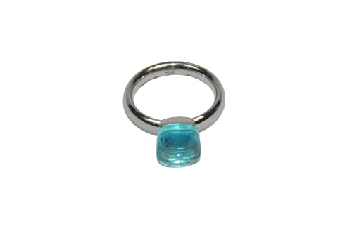 Finger Ring (F4192) Rhodium Plated with Cubic zircon Stone, Aquamarine