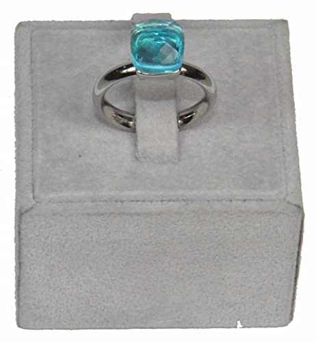 Finger Ring Rhodium Plated with Cubic zircon Stone (F4192) Aquamarine