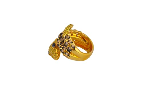 Finger Ring Rhodium Plated with Cubic zircon Stone (F59791) Smoked Topaz/Light Olivine