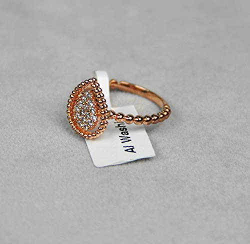 Finger Ring Italy Design Rhodium Plated Metal with Cubic Zircon (F4467) Rose Gold