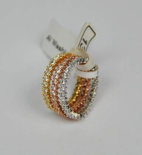 Finger Ring Rhodium Plated Metal With Cubic Zircon. 3 colors (F4183) Silver/Rose Gold/Gold