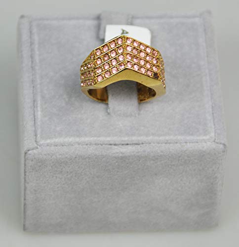 Finger Ring Rhodium Plated Metal With Cubic Zircon (F059042) Gold/Light Pink.
