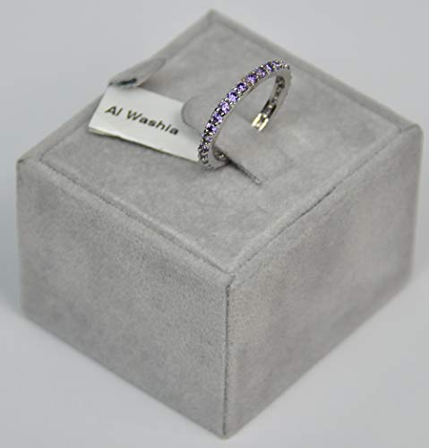 Finger Ring Rhodium Plated Metal With Cubic Zircon (F059072) Purple