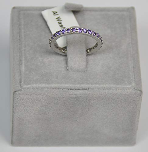 Finger Ring Rhodium Plated Metal With Cubic Zircon (F059072) Purple