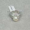 Finger Ring Rhodium Plated Metal With Cubic Zircon (F3711) Silver With Pearl