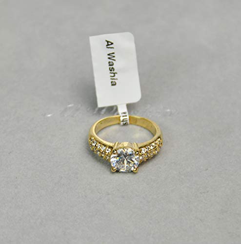 Finger Ring Rhodium Plated Metal With Cubic Zircon (F3818) Gold