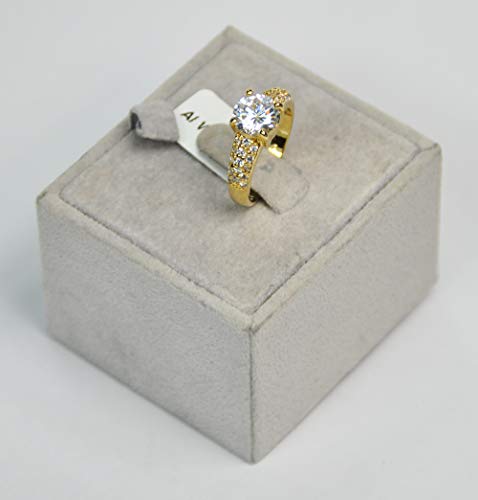 Finger Ring Rhodium Plated Metal With Cubic Zircon (F3818) Gold