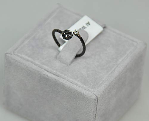 Finger Ring Rhodium Plated Metal With Cubic Zircon (F4482) Black/Jet