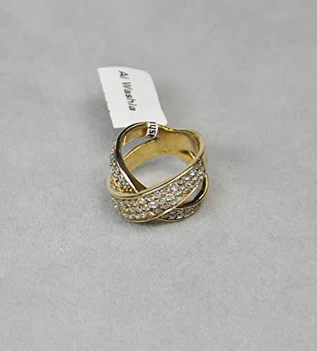 Finger Ring Rhodium Plated Metal With Cubic Zircon (F53875) Gold