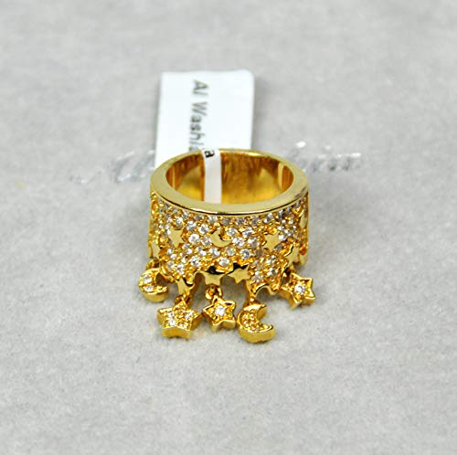 Finger Ring Rhodium Plated Metal With Cubic Zircon (F59279) Gold