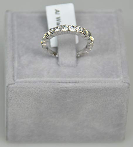 Finger Ring Rhodium Plated Metal with Crystal (F4483) Silver