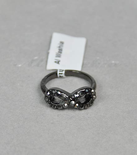 Finger Ring Rhodium Plated Metal with Crystal (F4503) Jet Black