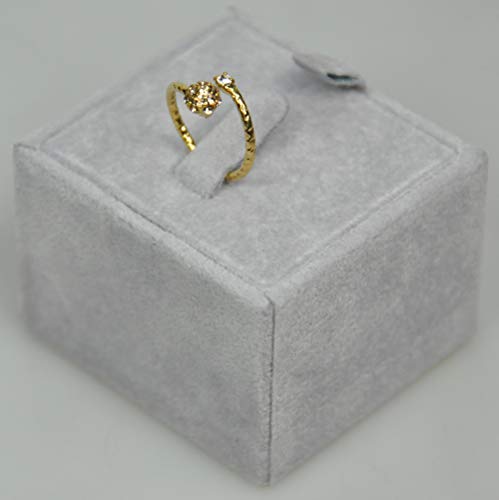 Finger Ring Rhodium Plated Metal with Cubic Zircon (F4482) Gold
