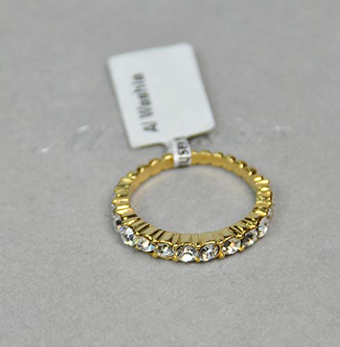 Finger Ring Rhodium Plated Metal with Cubic Zircon (F4483) Gold
