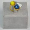 Finger Ring Rhodium Plated Metal with Cubic Zircon (FSP39) Gold/Cobalt, Jonquil Stone