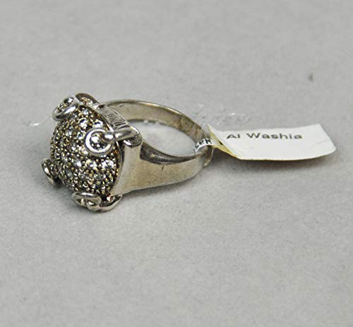 Finger Ring Rhodium Plated Metal with Cubic Zircon (FSP39) Silver