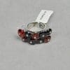 Finger Ring Rhodium Plated Metal with Cubic Zircon (FSP39) Silver with Fireopal, Fuchsia Stone