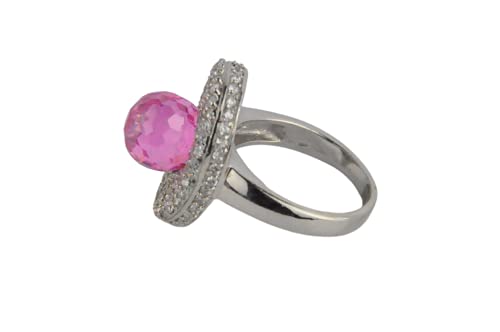 Finger Ring Rhodium Plated with Cubic zircon Stone (F3436) Crystal/Violet