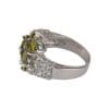 Finger Ring Rhodium Plated with Cubic zircon Stone (F3454) Crystal/Light Olivine