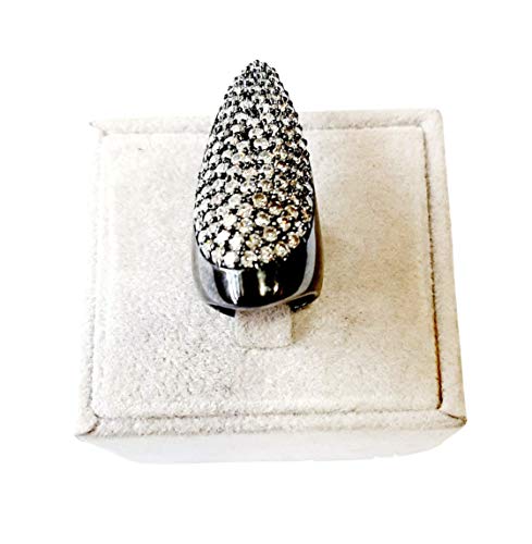 Finger Ring Rhodium Plated with Cubic zircon Stone (F4142) Black