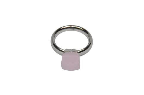 Finger Ring Rhodium Plated with Cubic zircon Stone (F4192) Light pink