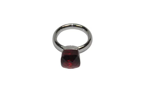 Finger Ring Rhodium Plated with Cubic zircon Stone (F4192) Red