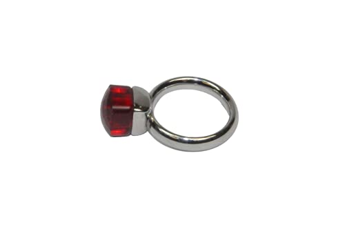 Finger Ring Rhodium Plated with Cubic zircon Stone (F4192) Red