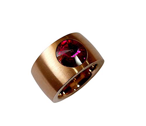 Finger Ring Rhodium Plated with Cubic zircon Stone (F4193) Fuchsia
