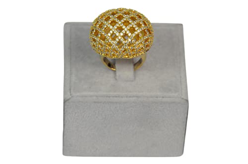 Finger Ring Rhodium Plated with Cubic zircon Stone, Color Gold (F4429)