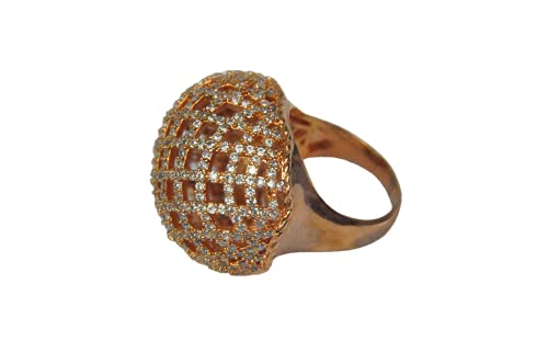 Finger Ring (F4429) Rhodium Plated with Cubic zircon Stone Rose Gold