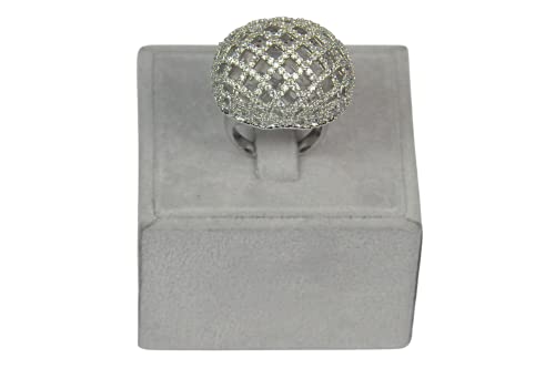Finger Ring (F4429) Rhodium Plated with Cubic zircon Stone, Silver