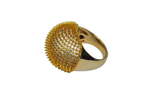Finger Ring (F4431) Rhodium Plated with Cubic zircon Stone, Color Gold