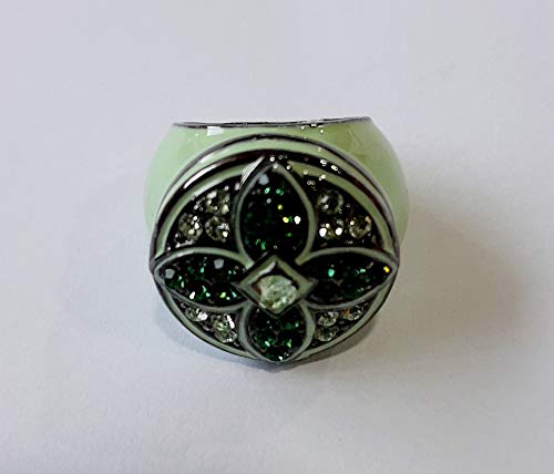 Finger Ring Rhodium Plated with Cubic zircon Stone (F5006) Green