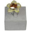 Finger Ring Rhodium Plated with Cubic zircon Stone, Silver/Light Topaz (F51809)
