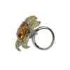 Finger Ring Rhodium Plated with Cubic zircon Stone, Silver/Light Topaz (F51809)