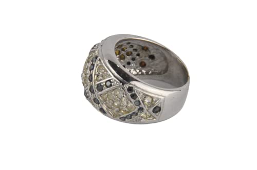Finger Ring Rhodium Plated with Cubic zircon Stone (F5734) Jet