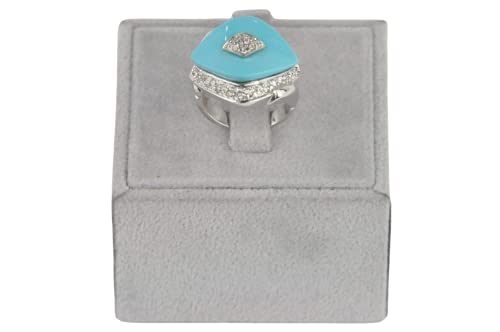 Finger Ring Rhodium Plated with Cubic zircon Stone (F59283) Turquoise