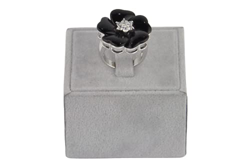Finger Ring Rhodium Plated with Cubic zircon Stone (F59730) Jet