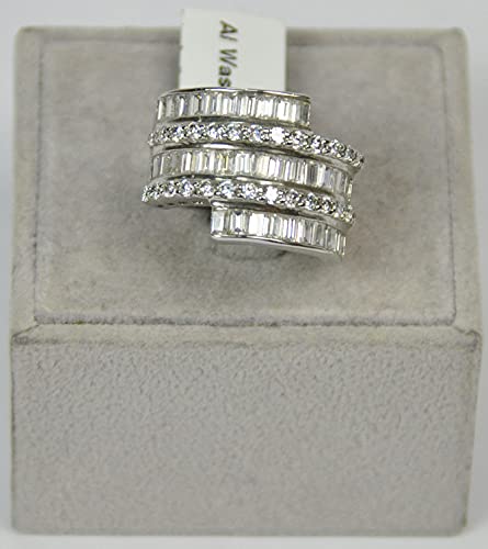 Finger Ring Rhodium Plated with Cubic zircon Stone (F72356) Silver