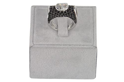 Finger Ring Rhodium Plated with Cubic zircon Stone (F91231) Jet