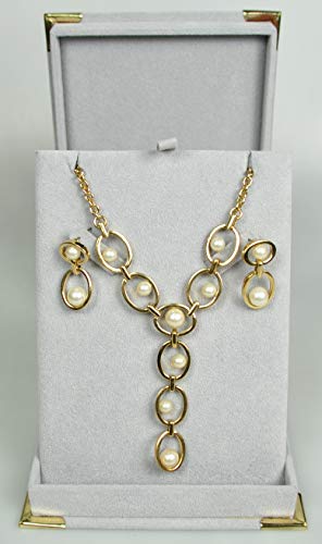 Gold-plated with Cultured Pearl Necklace Set