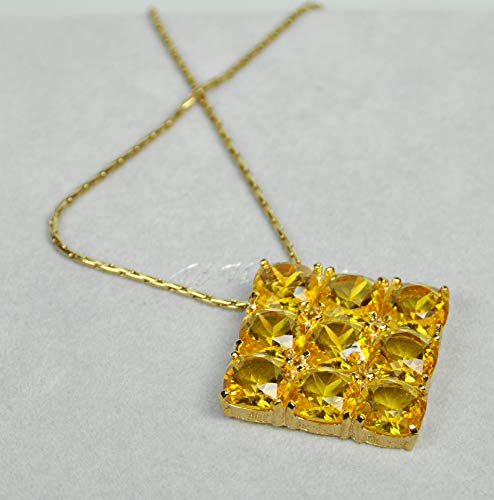 ITALIAN MADE NECKLACE Gold Plated Metal with Swarovski Crystal (MDSF99) Gold/Citrine