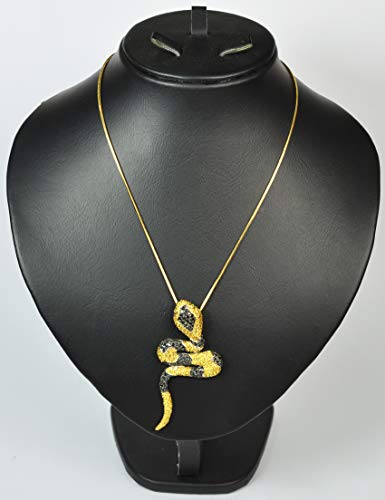 ITALY MADE NECKLACE. Gold plated Metal with cubic zircon stone. (N49657) Gold/Jet Black