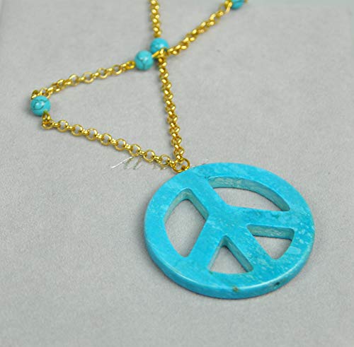 LEBANON MADE FASHION NECKLACE. Gold Plated Chain (N4063) Gold/Turquoise