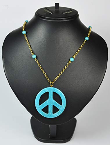 LEBANON MADE FASHION NECKLACE. Gold Plated Chain (N4063) Gold/Turquoise
