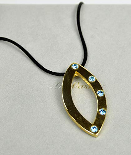 LEBANON MADE NECKLACE Gold Plated Metal with Swarovski stone. (N2695) Black Cord/Gold
