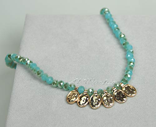LEBANON MADE NECKLACE Gold Plated Metal with crystal (N3206) Rose Gold/greenish