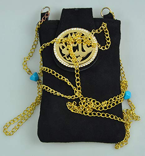 Lebanon Bag with Gold Plated Name (ALIYA) with Cubic zircon/Mini Sling bag/Mobile Holder (BGM13) Black