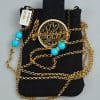 Lebanon Bag with Gold Plated Name (LATHIFA) with Cubic zircon/Mini Sling bag/Mobile Holder (BGM13) Black